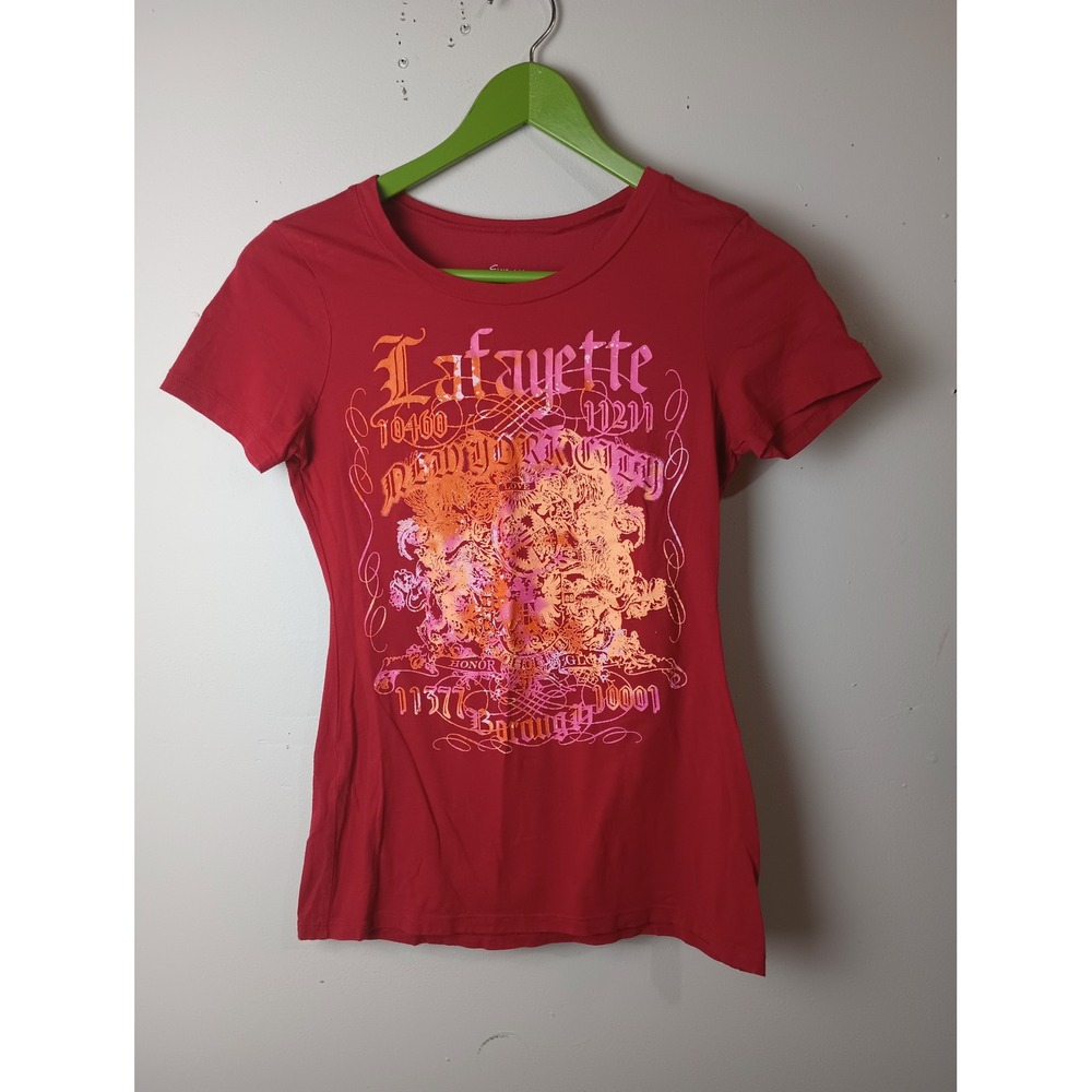 Express Featherweight Tee Red Vintage Y2K Lafayette NYC Graphic T-Shirt Small